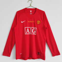 Áo Bóng Đá Manchester United Mùa 2007/08 Sân Nhà Phiên Bản Cúp C1 Dài Tay