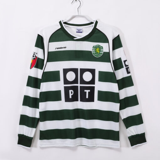 Áo Bóng Đá Retro Sporting Lisbon Mùa 2001/03 Sân Nhà Dài Tay